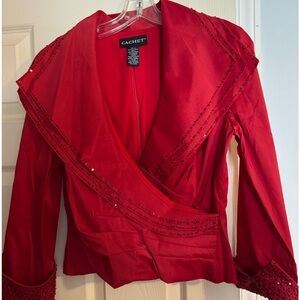 Cachet Vibrant Red Wrap Blouse